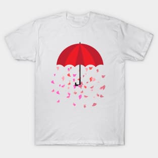 Umbrella Flower Petals Rain T-Shirt